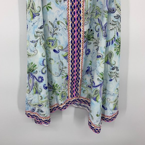 Sundance Beach Breeze Dress Blue Floral Print Sleeveless V Neck - Picture 10 of 10